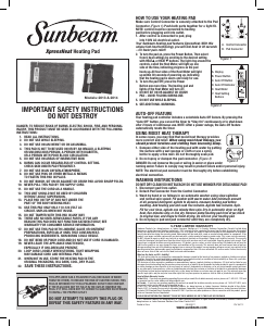 Bruksanvisning Sunbeam Xpressheat Värmedyna