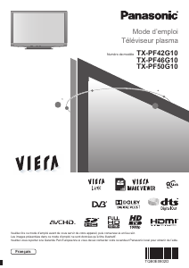 Mode d’emploi Panasonic TX-PF46G10 Viera Téléviseur plasma