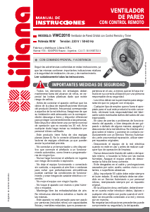 Manual de uso Liliana VWC2016 Ventilador