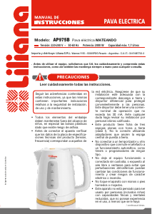 Manual de uso Liliana AP975B Hervidor