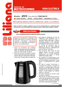 Manual de uso Liliana AP975 Hervidor