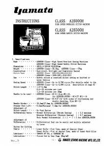 Manual Yamato AZ6000H Sewing Machine