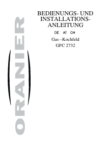 Bedienungsanleitung Oranier GFC 2732 Kochfeld