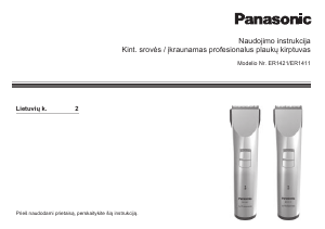 Vadovas Panasonic ER-1411 Plaukų kirpimo mašinėlė