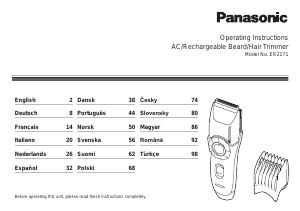 Návod Panasonic ER-217 Strojček na vlasy