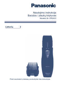 Vadovas Panasonic ER-2403 Plaukų kirpimo mašinėlė