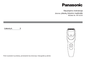 Vadovas Panasonic ER-GC20 Plaukų kirpimo mašinėlė