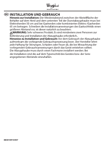 Bedienungsanleitung Whirlpool WSLCSE 65 AS W/1 Dunstabzugshaube