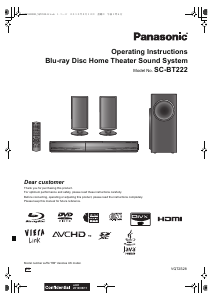 Manual Panasonic SC-BT222 Home Theater System