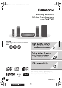 Manual Panasonic SC-PTX50 Home Theater System