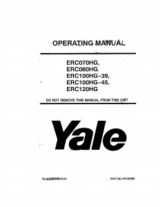 Manual Yale ERC100HG-45 Forklift Truck