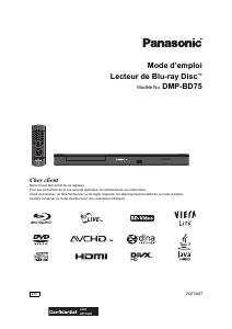 Mode d’emploi Panasonic DMP-BD75 Lecteur de blu-ray