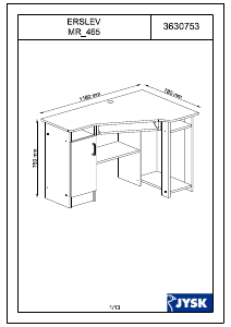 Bruksanvisning JYSK Erslev (118x75x78) Skrivbord