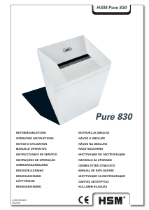 Handleiding HSM Pure 830 Papiervernietiger