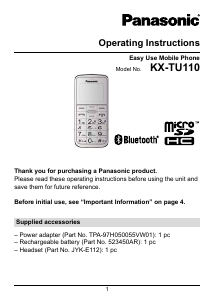 Handleiding Panasonic KX-TU110 Mobiele telefoon
