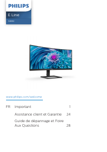 Mode d’emploi Philips 346E2CUAE E Line Moniteur LED