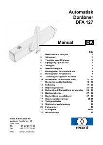 Brugsanvisning Record DFA 127 Dørlukker