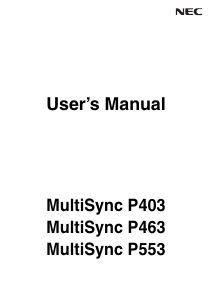 Handleiding NEC MultiSync P403 LCD monitor