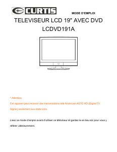 Mode d’emploi Curtis LCDVD191A Téléviseur LCD