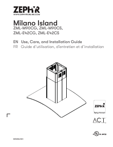 Handleiding Zephyr ZML-M90CG Milano Island Afzuigkap