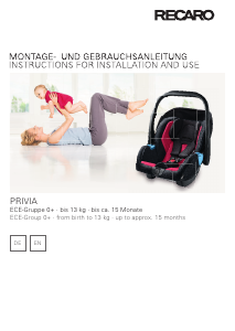 Handleiding Recaro Privia Autostoeltje