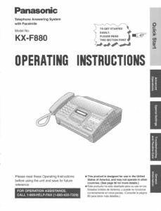 Manual Panasonic KX-F880 Fax Machine