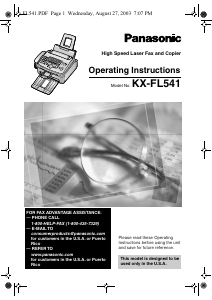 Manual Panasonic KX-FL541 Fax Machine