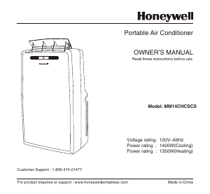 Bruksanvisning Honeywell MM14CHCSCS Luftkonditionering