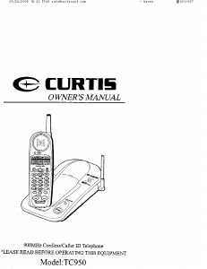 Manual Curtis TC950 Wireless Phone