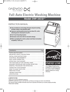 Manual Daewoo DWF-33CGWD Washing Machine