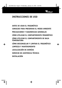 Manual de uso Whirlpool ARC 0140 Refrigerador