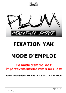 Mode d’emploi PLUM Yak Fixation de ski