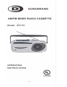 Handleiding Curtis RC115 Cassetterecorder