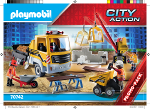 Bruksanvisning Playmobil set 70742 Construction Byggarbetsplats med anläggningsbil