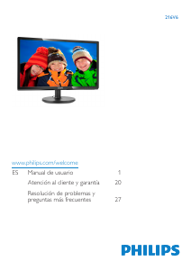 Manual de uso Philips 216V6LSB2 Monitor de LED
