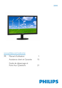 Mode d’emploi Philips 223S5LSB Moniteur LED