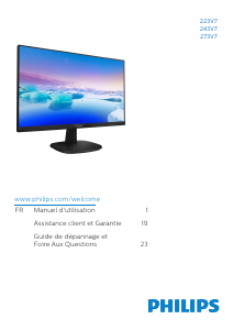 Mode d’emploi Philips 223V7QHAB Moniteur LED