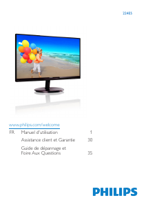 Mode d’emploi Philips 224E5QHSB Moniteur LED