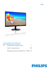 Instrukcja Philips 224E5QSW Monitor LED