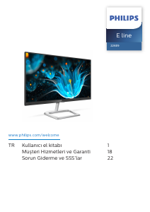 Kullanım kılavuzu Philips 226E9QDSB LED ekran