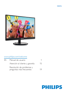 Manual de uso Philips 226V6QSB6 Monitor de LED