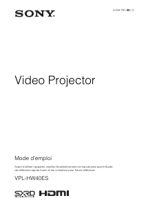 Mode d’emploi Sony VPL-HW40ES Projecteur