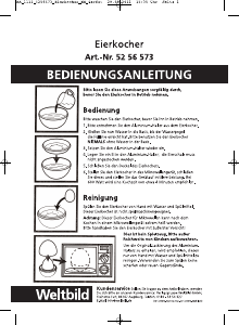 Bedienungsanleitung Weltbild 52 56 573 Eierkocher
