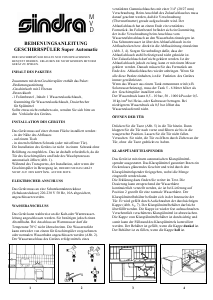 Bedienungsanleitung Sindra SA6 Geschirrspüler