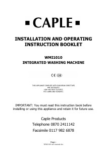 Manual Caple WMi1010 Washing Machine