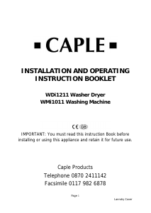 Manual Caple WMi1011 Washing Machine