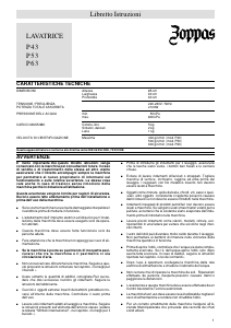 Manuale Zoppas P53 Lavatrice