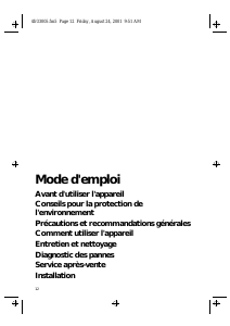 Mode d’emploi Bauknecht DF 1362 WS Hotte aspirante