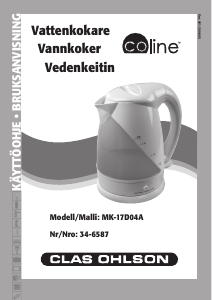 Käyttöohje Coline MK-17D04A Kattila