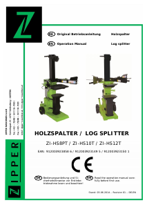 Bruksanvisning Zipper ZI-HS10PT Vedklyv